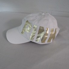 Victoria&apos;s Secret "PINK" Cotton Adjustable Hat Cap White/Gold Foil NWOT  eb-36518013